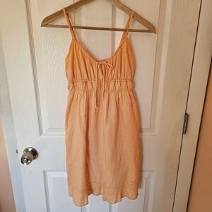 XXS Peach Linen Blend Mini Resortwear Casual Summer Dress - Cotton On